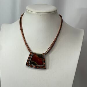 Chico's pendant necklace signed costume jewelry brown gold tone shades